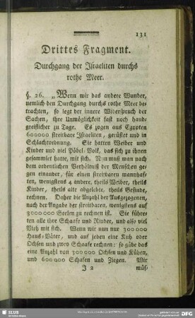 Drittes Fragment. Durchgang der Israeliten durchs rothe Meer