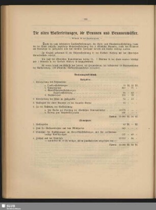 Die alten Wasserleitungen, die Brunnen und Brunnenwässer