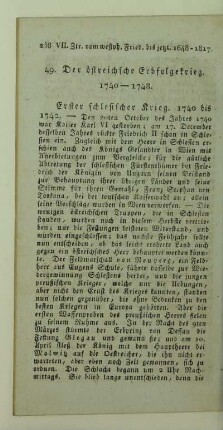 49. Der östreichsche Erbfolgekrieg. 1740 - 1748