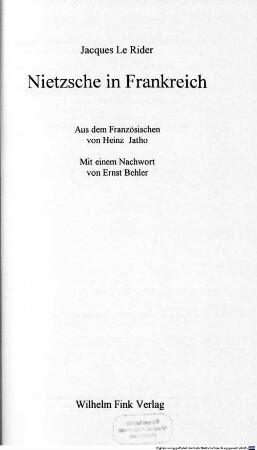 Nietzsche in Frankreich