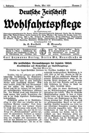 Die persönlichen Voraussetzungen der sozialen Arbeit: Grundsätzliches und Methodisches zur Ausbildungsfrage
