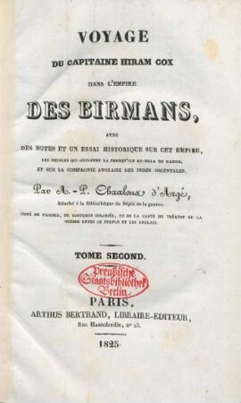 T. 2: Voyage du capitaine Hiram Cox dans l'empire des Birmans
