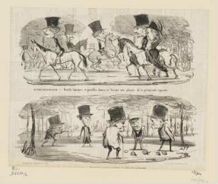 Au bois de Boulogne, aus: "Les Délices de Paris", in: "Le Charivari", Paris 1853