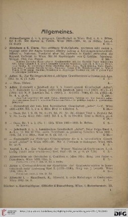 Allgemeines (Nr. 1 - 809)