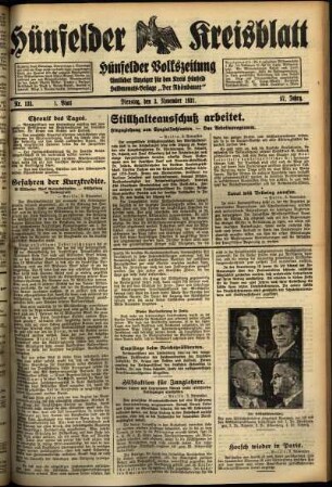 Erste Ausgabe vom Dienstag, den 03. November 1931.