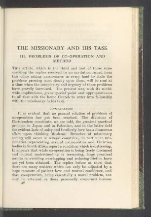 The missionary and his task