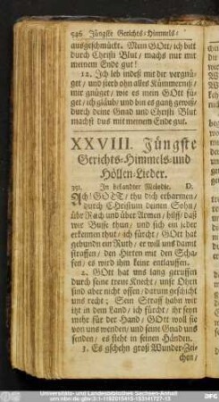 XXVIII. Jüngste Gerichts- Himmels- und Höllen-Lieder.