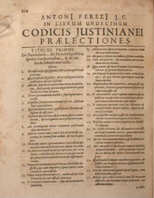 ... In Librvm Undecimum Codicis Justinianei Praelectiones.