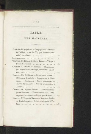 Table de Matières.