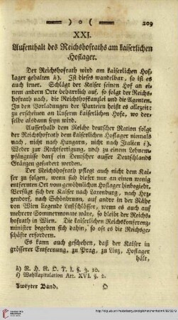 XXI. Aufenthalt des Reichshofraths am kaiserlichen Hoflager