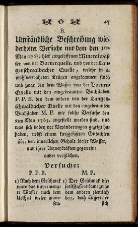 B. Umständliche Beschreibung wiederholter Versuche ...