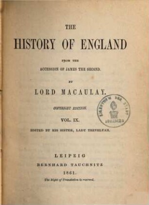The history of England from the accession of James the Second, 9