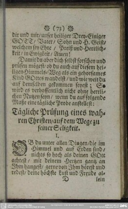 Tägliche Prüfung eines wahren Christen, auf den Wege zu seiner Seligkeit