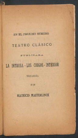 En el próximo núero "Teatro clásico"