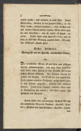 Erster Abschnitt. Vorbegriffe von der thierisch-menschlichen Natur