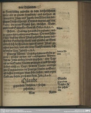 Glaube gegn dem Nechsten, (so ihm zuhalten.)