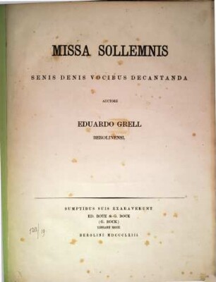 Missa solemnis : 16 vocibus decantanda