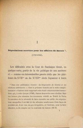 Histoire anecdotique et diplomatique du traité de Turin entre la Cour de Sardaigne et la ville de Genève 1754 avec le précis des négociations secrètes qui en ont été les préliminaires