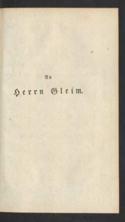 An Herrn Gleim.