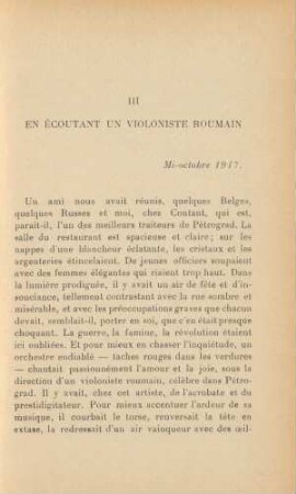 III En Écoutant Un Violoniste Roumain