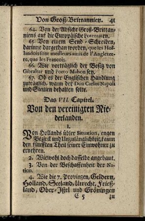 Das VII. Capitel. Von den vereinigten Niederlanden.