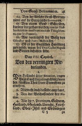 Das VII. Capitel. Von den vereinigten Niederlanden.