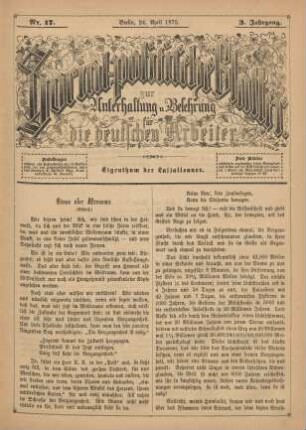 Nr. 17. Berlin, 24. April 1875. 3. Jahrgang.