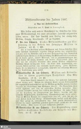 Missionsliteratur des Jahres 1907