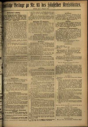 Zweite Ausgabe vom Samstag, den 03. August 1918.