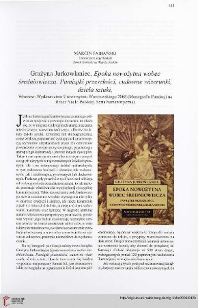 71: [Rezension von: Grażyna Jurkowlaniec, Epoka nowożytna wobec średniowiecza]