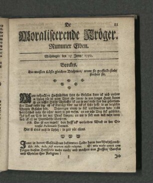 Nummer Elben. Mahndags den 15. Juny 1750