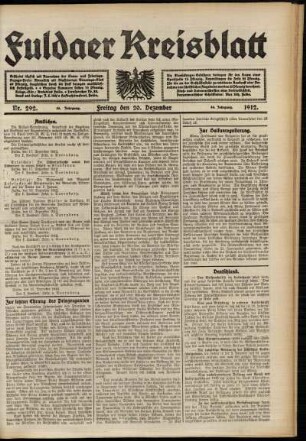 Ausgabe vom Freitag, den 20. Dezember 1912.