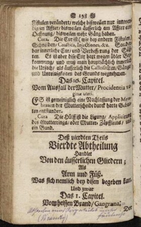 Deß vierdten Theils Vierdte Abtheilung handlet Von den äusserlichen Gliedern; Als Arm und Füß.
