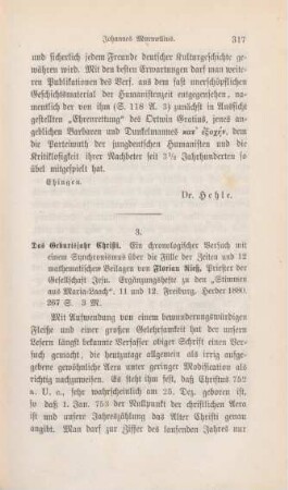 317-320 [Rezension] Rieß, Florian, Das Geburtsjahr Christi