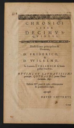 Chronici Liber Decimusquintus.