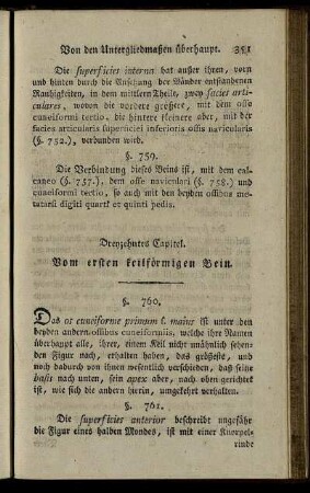 Dreizehntes Capitel. Vom ersten keilförmigen Bein. § 760-763.