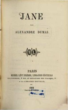 Jane : Par Alexandre Dumas
