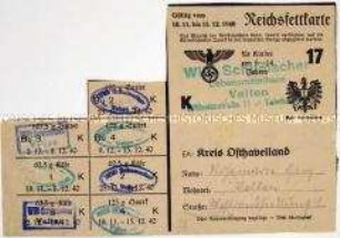 Fragment einer Lebensmittelkarte für Fette