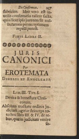 Iuris Canonici Per Erotemata Digesti Et Enucleati. Lib. III
