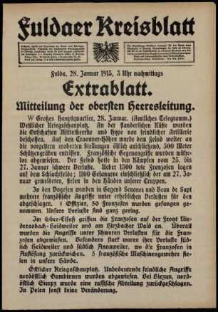 Zweite Ausgabe vom Donnerstag, den 28. Januar 1915.