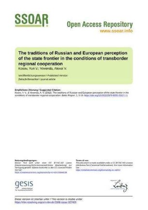 The traditions of Russian and European perception of the state frontier in the conditions of transborder regional cooperation