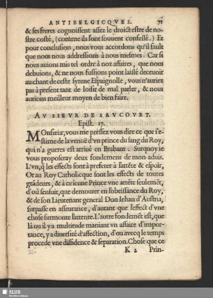Au Sieur De Saucourt. Epist. 17. Response