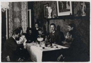 Ohne Titel (Heinrich, Hulda, Clara Hertel (spätere Frau Gaul), Hans, Walter ein Arbeitskollege von Heinrich Zille, Hulda und August Gaul)