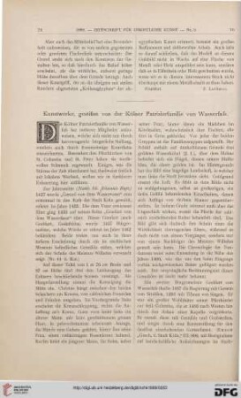 Kunstwerke, gestiftet von der Kölner Patrizier-Familie von Wasserfaß