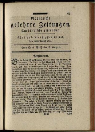 Fünf und dreißigstes Stück, den 30ten August 1794.