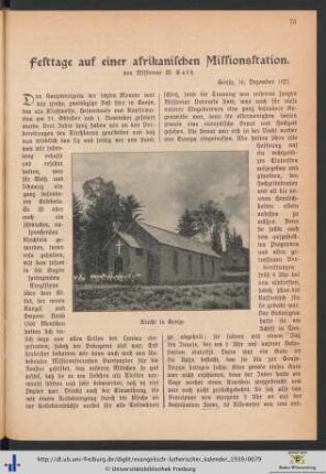 Festtage auf einer afrikanischen Missionsstation.