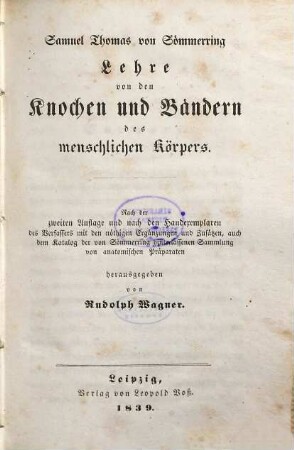 Vom Baue des menschlichen Körpers, 2. Lehre von den Knochen und Bändern des menschlichen Körpers