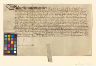 Familie von Knoblauch Kurfürst Joachim [II.] verschreibt sich Wenzel v. Knoblochs Kindern - Hans und Margarete - über 1500 Gulden