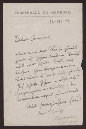 Schreiben an Hermann Muthesius (Brief)