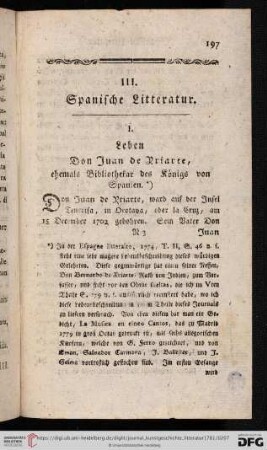 III. Spanische Litteratur